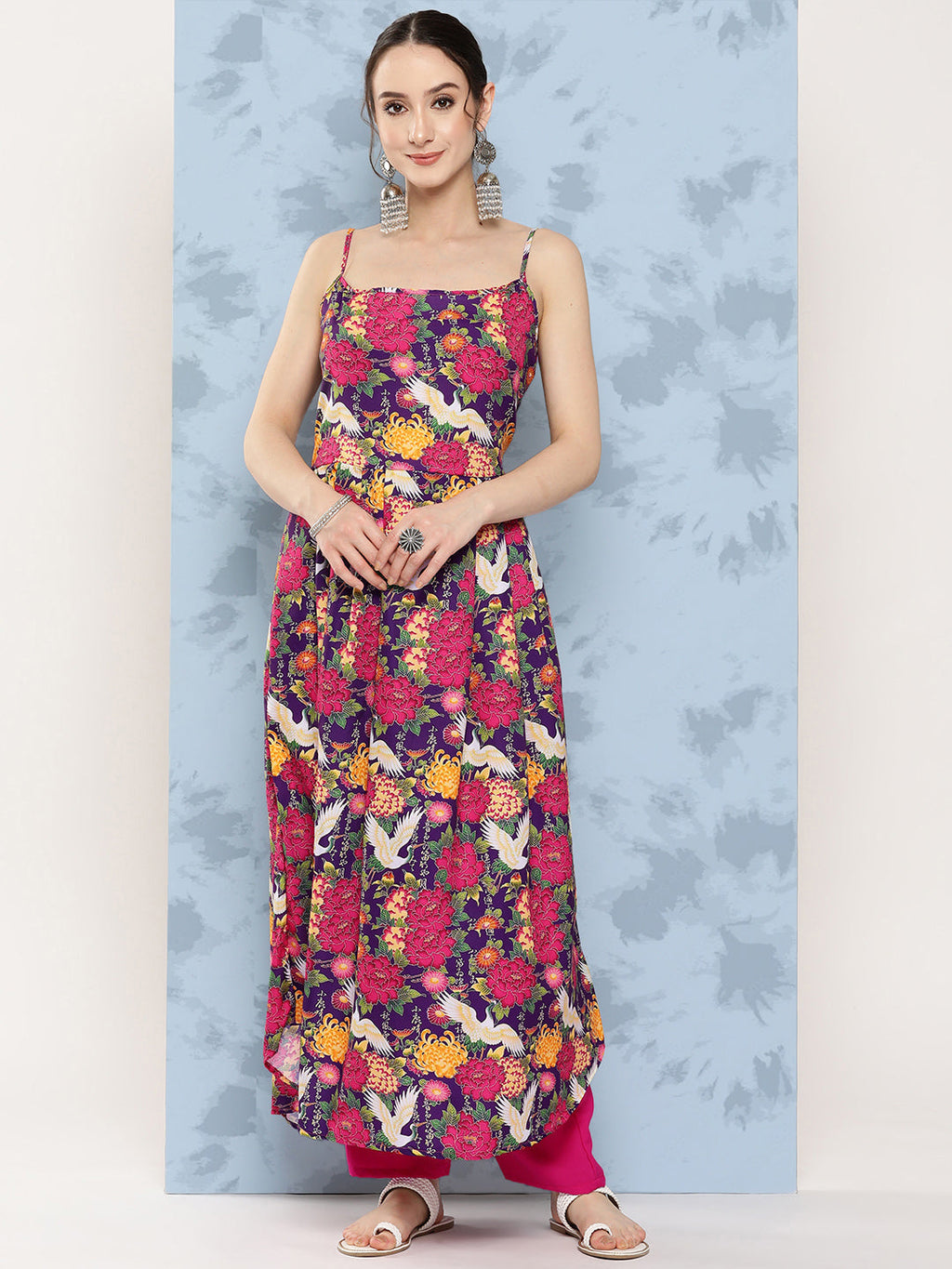 InWeave Women's Navy Bird Japanese Art Strappy Set