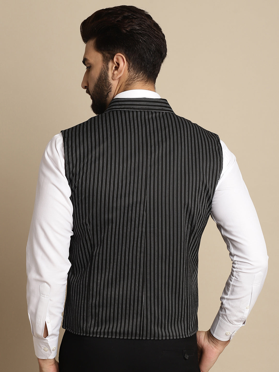 Even Apparels Men's Black Waistcoat with Notched Lapel