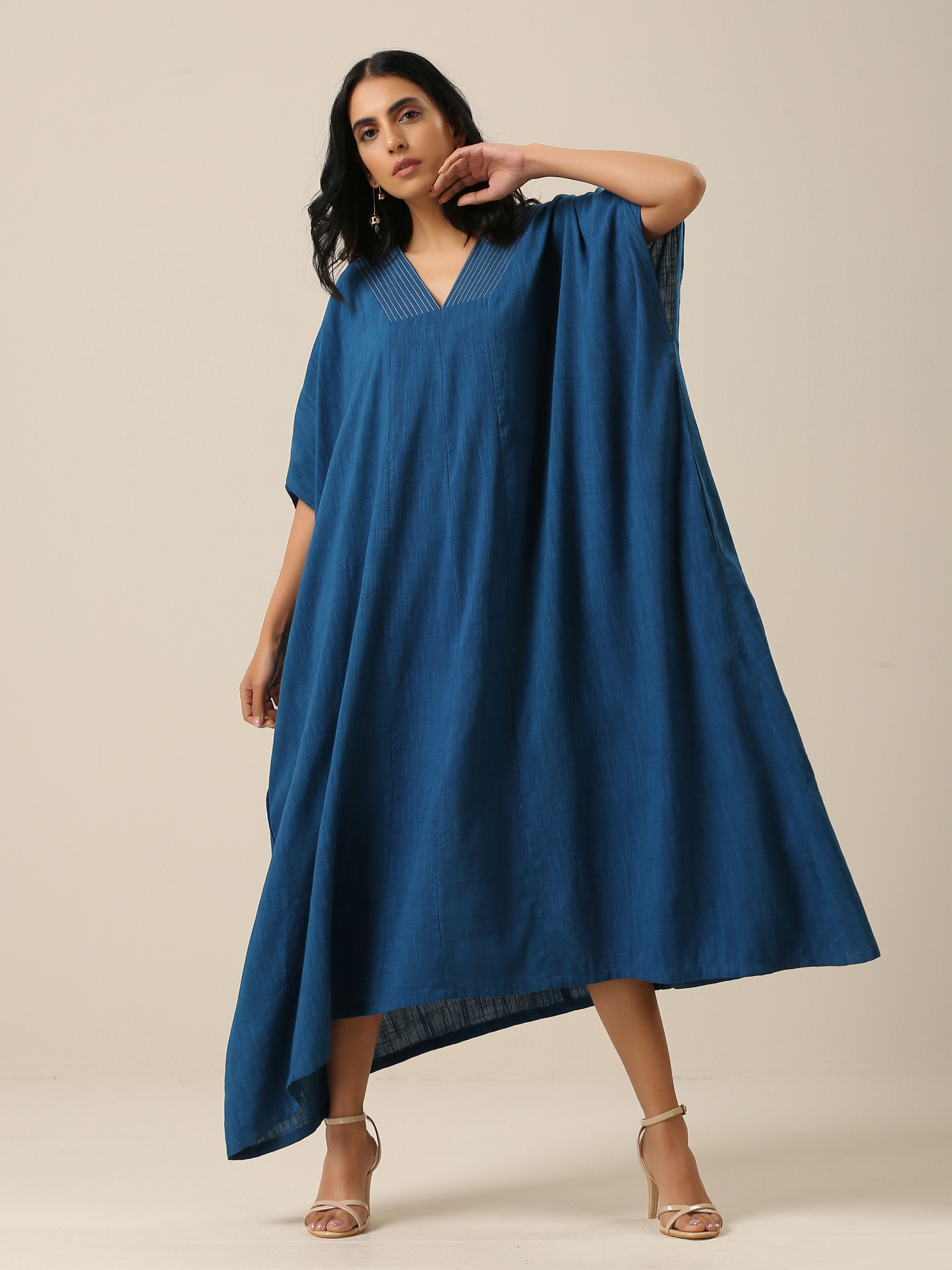 trueBrowns Classic Blue Panel Kaftan dress