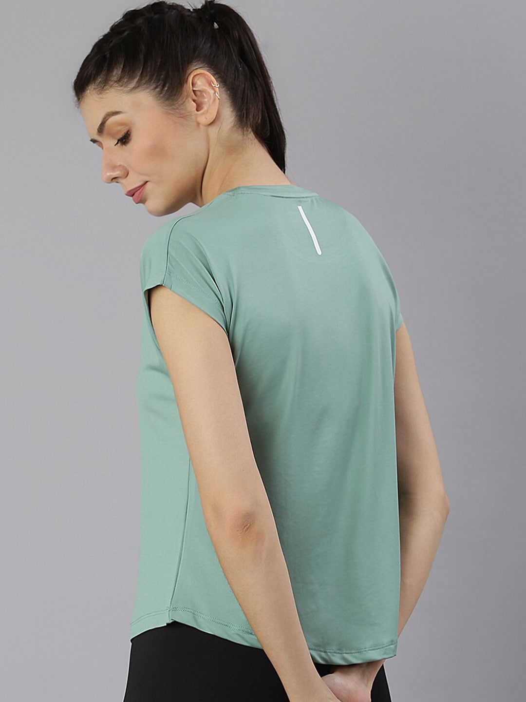 MKH Women Green Extended Sleeves Dri-FIT Sports T-shirt