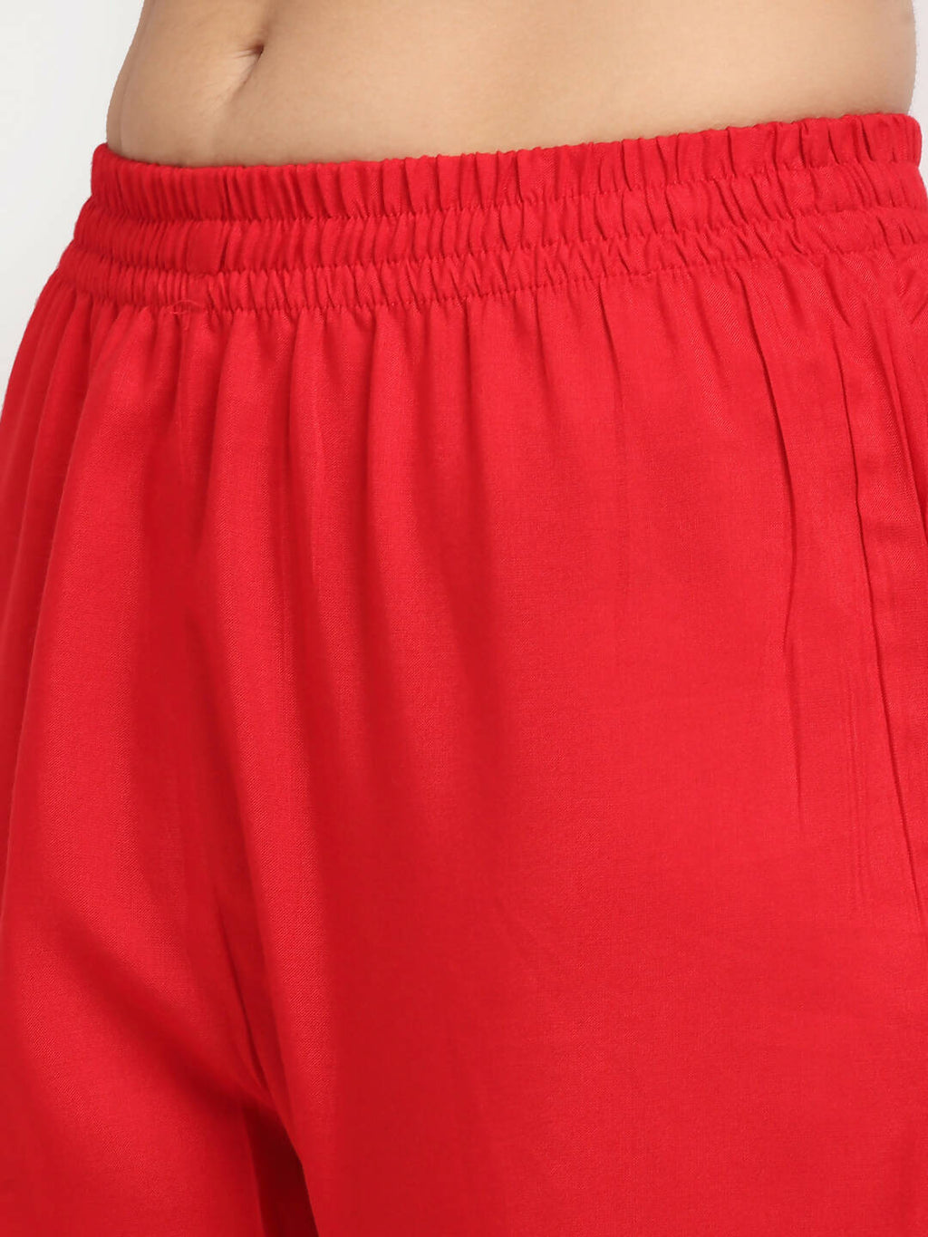 Rudra Bazaar Red Anarkali Kurti & Pyjamas With Dupatta