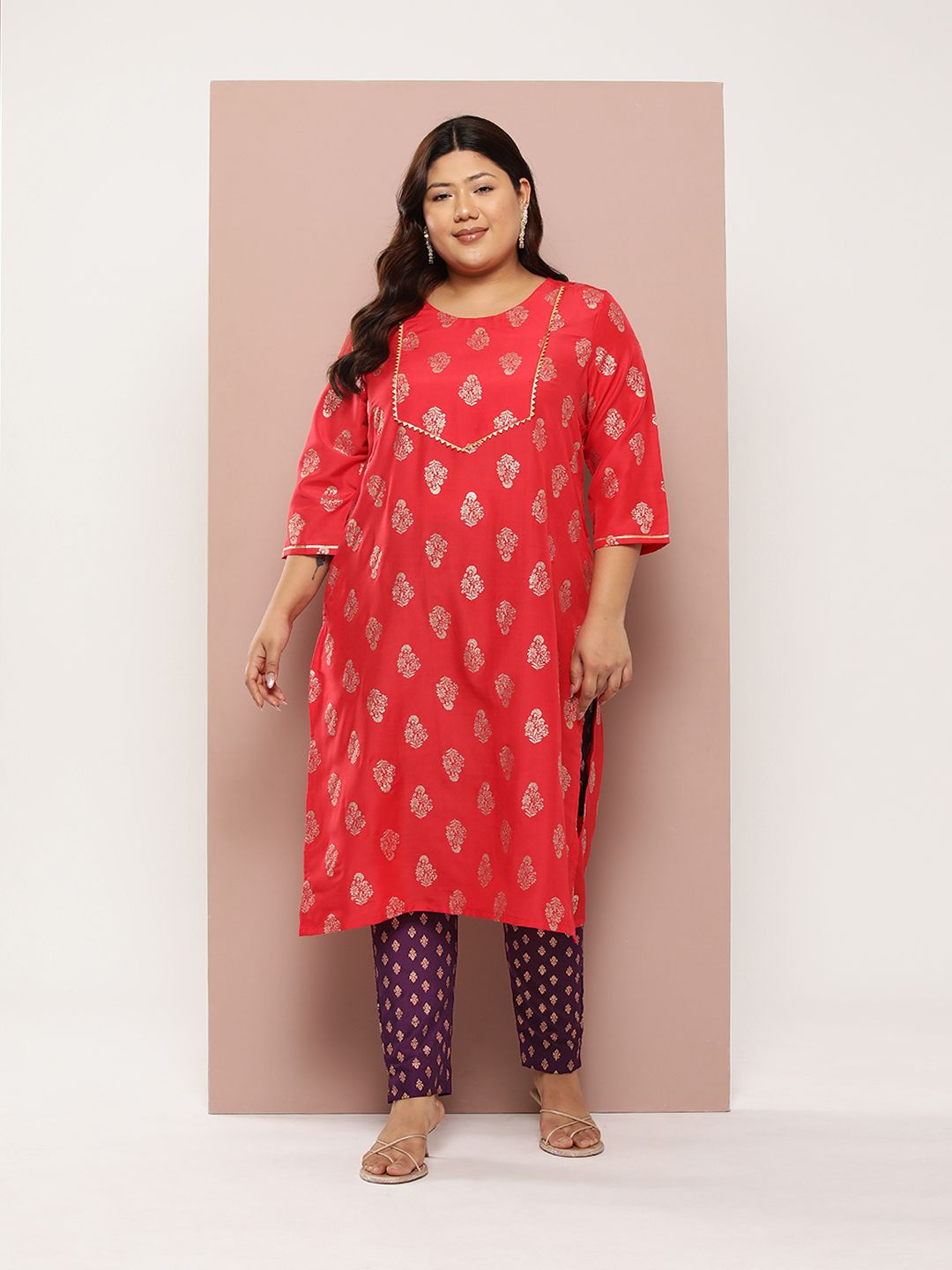 Sztori Plus Size Ethnic Motifs Printed Kurta Set
