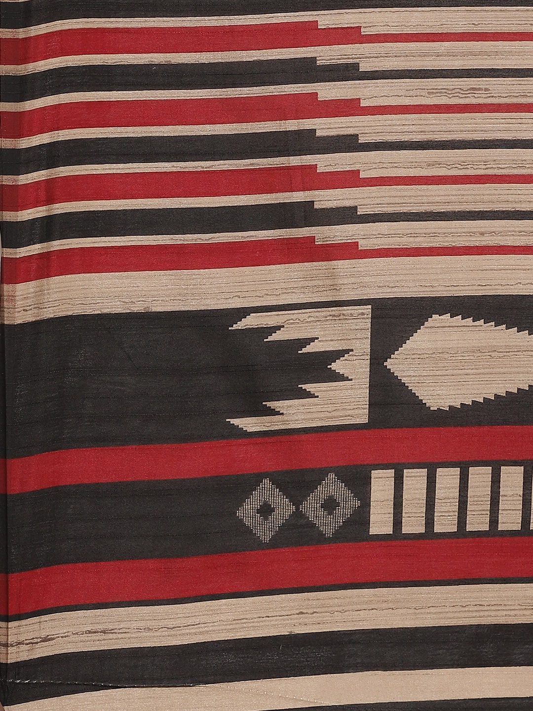 Saree Mall Beige & Black Striped Bhagalpuri Saree