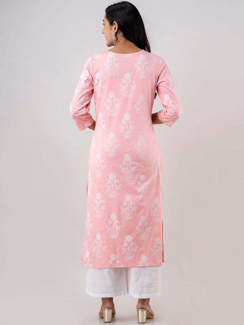 HERE&NOW Women Ethnic Motifs Printed Pure Cotton Kurta with Trousers