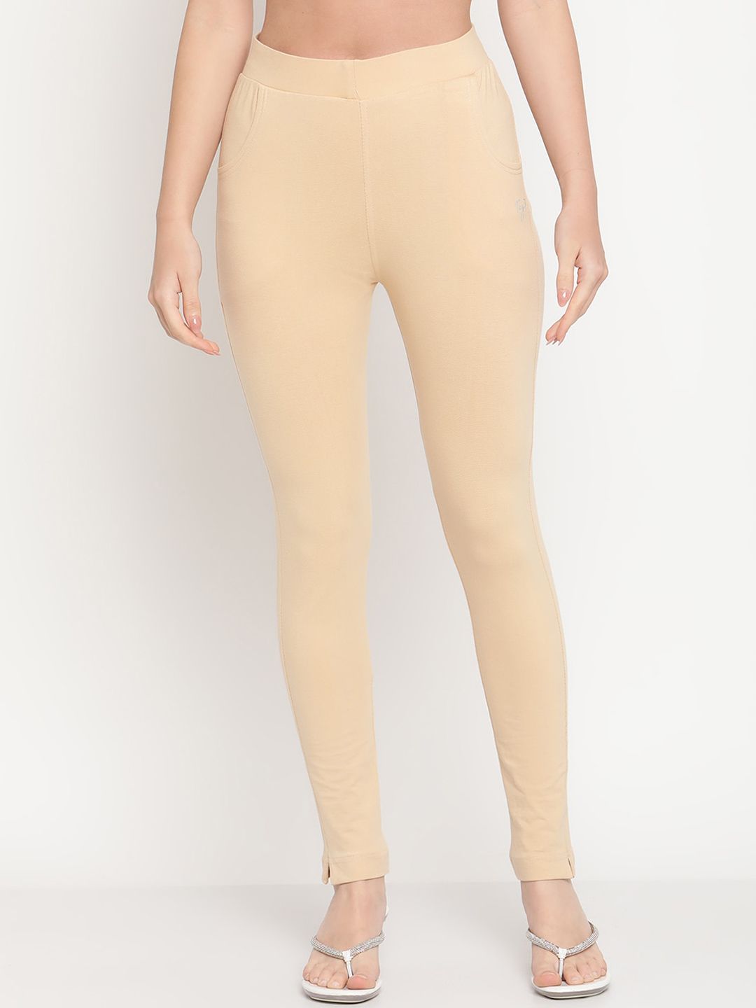 TAG 7 Women Pack of 2 Beige & Brown Solid Kurti Pants