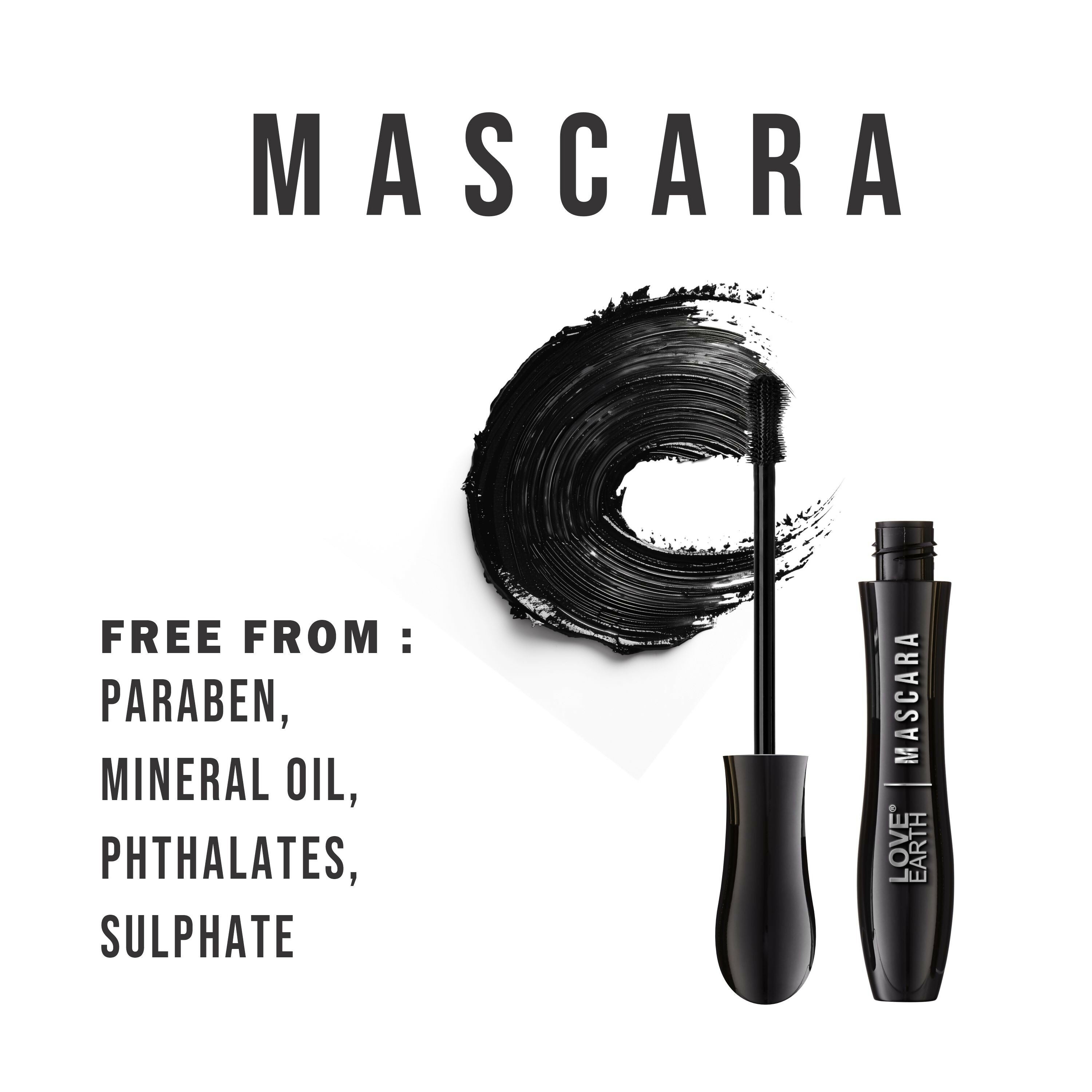 Love Earth Mascara - Volumizing & Lengthening Smudge-Proof Long-Lasting & Intense Black
