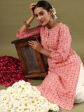 Indo Era Geometric Printed Mirror Work Straight Kurta