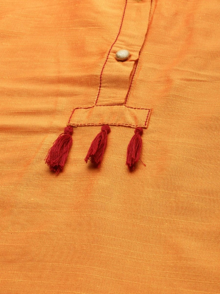 All About You Women Orange Regular Kurta with Trousers & With Dupatta