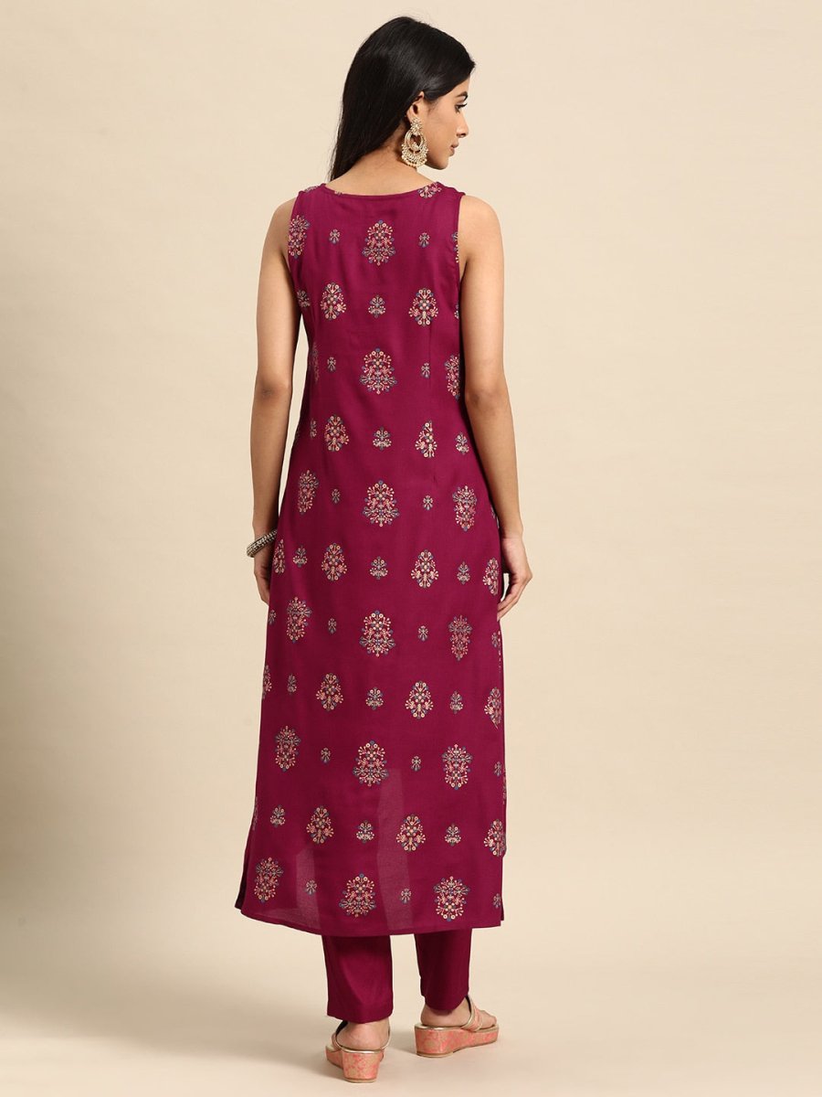 All About You Ethnic Motifs Printed Sequinned Kurta with Trousers
