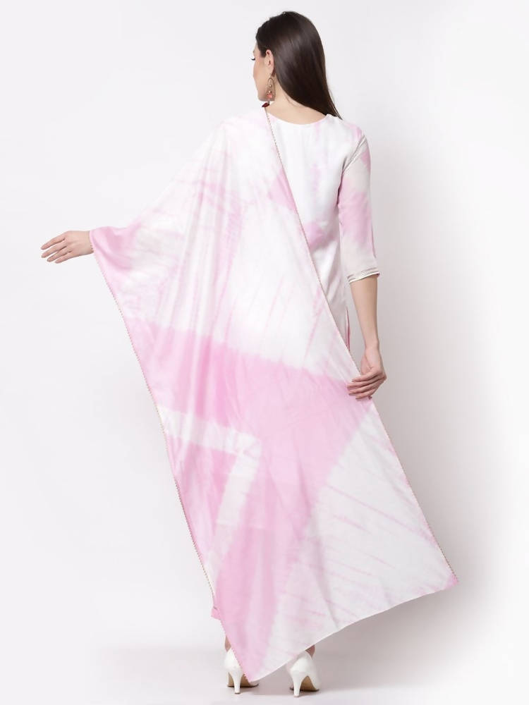 Myshka Pink Color Silk blend Embroidered Kurta With Pant Dupatta Set