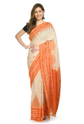 Vamika Sambalpuri Ikat Cotton Scot Dali Tasrite Orange Saree