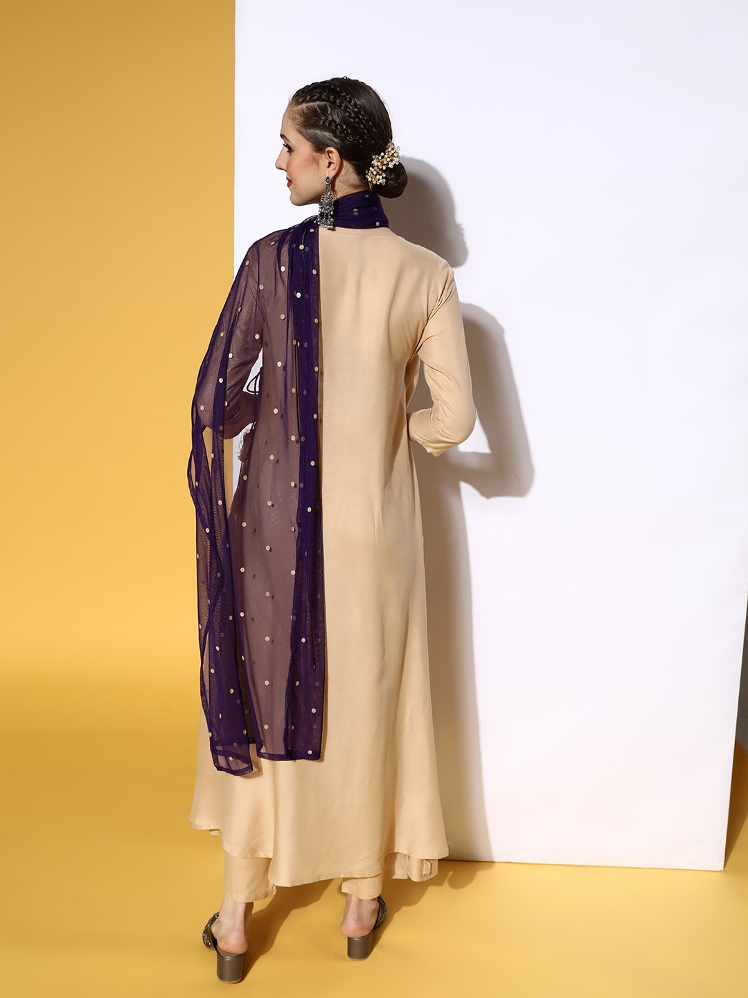 HERE&NOW Women Solid Viscose Rayon Fluid Tie-Up Kurta Set