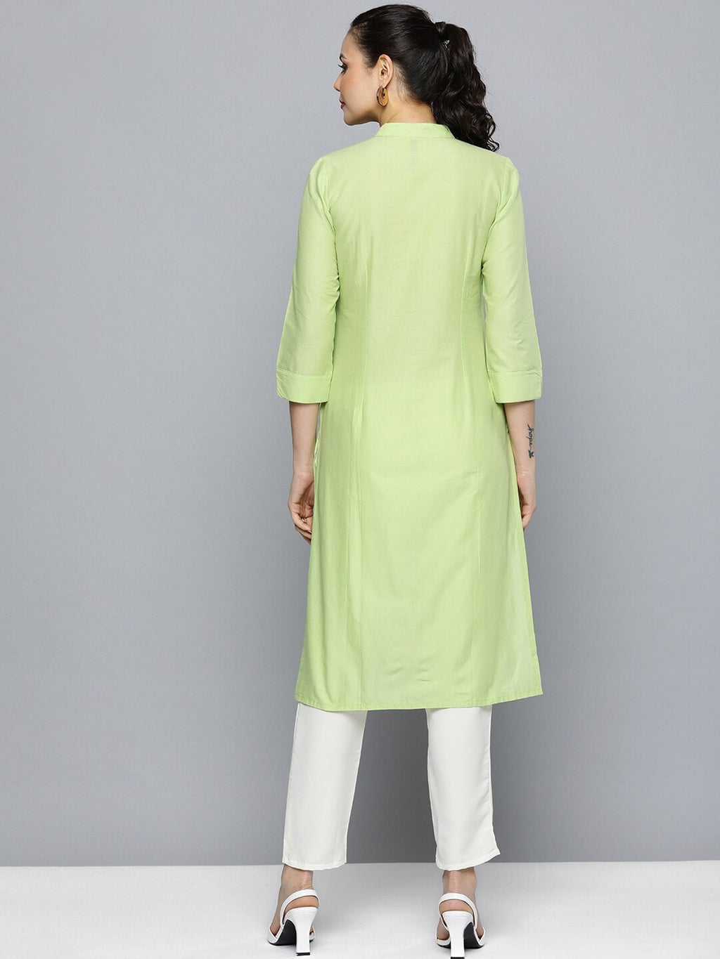 HERE&NOW Women Pure Cotton Ethnic Motifs Embroidered Thread Work Kurta