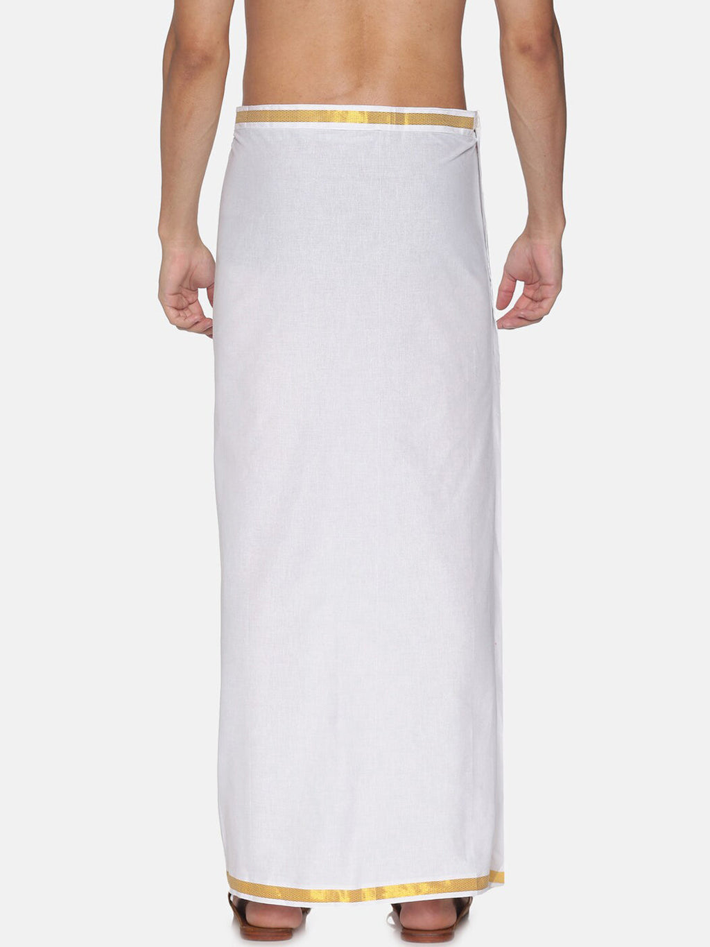 Sethukrishna White Solid Readymade Cotton Dhoti For Men