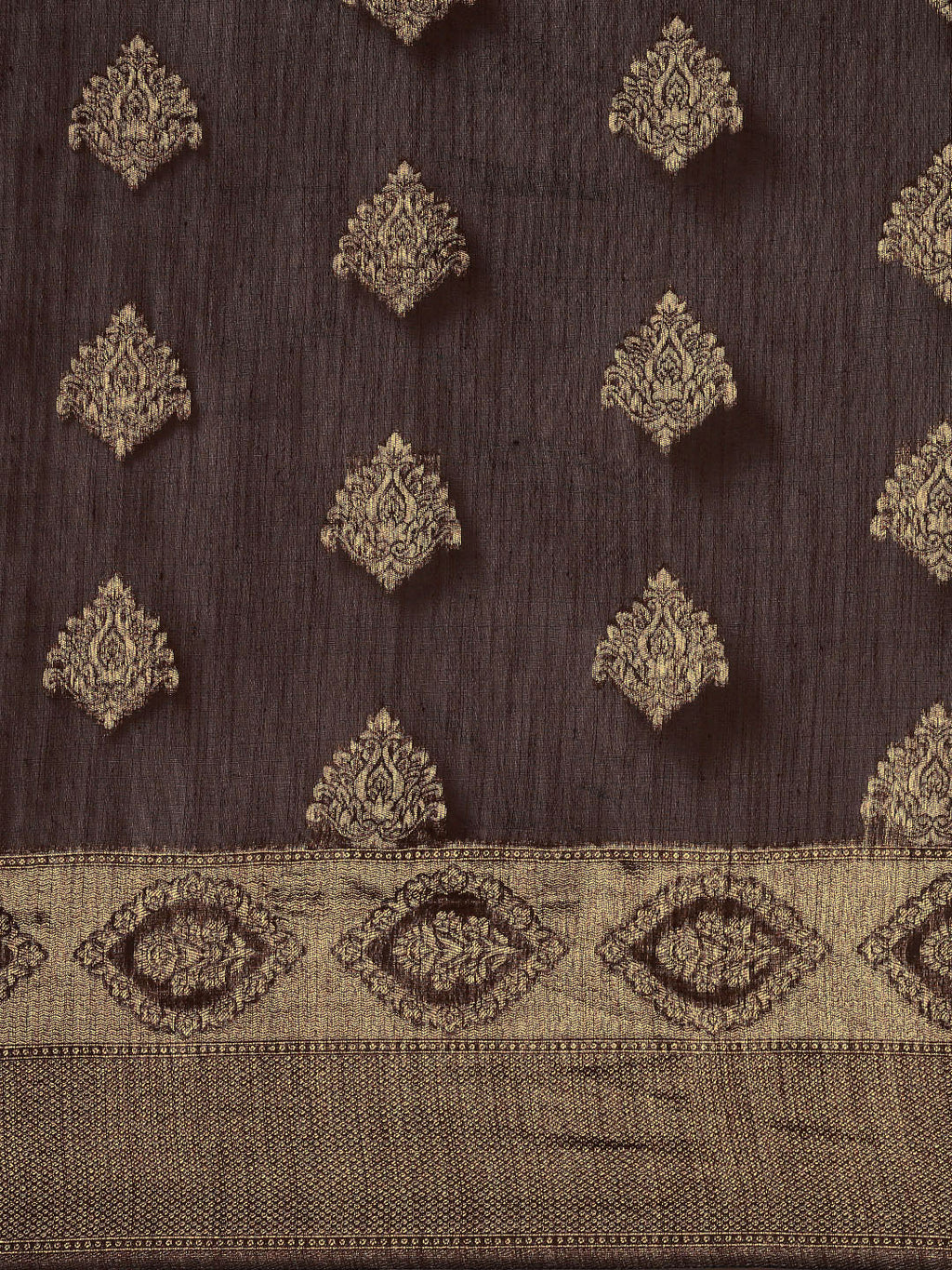 Saree Mall Brown Ethnic Motifs Linen Blend Banarasi Saree