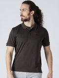 Alcis Men Brown Solid Polo Collar T-shirt