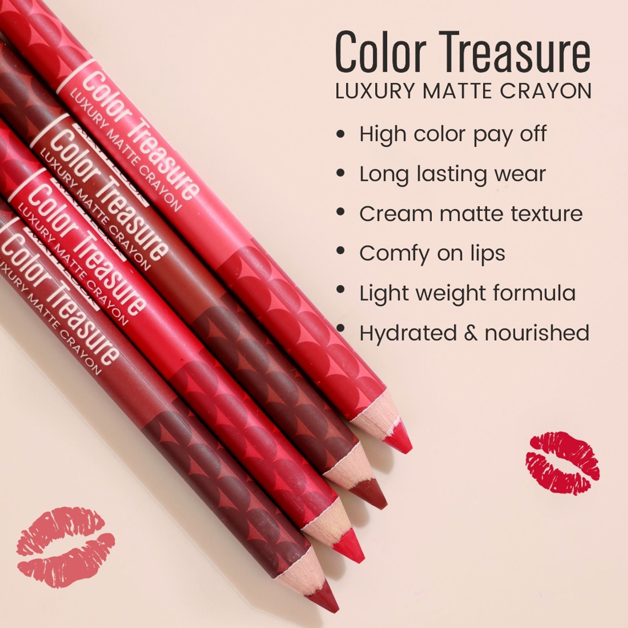 Matt Look Color Treasure Luxury Matte Lip Pencil Crayon - 05 Real Burgundy