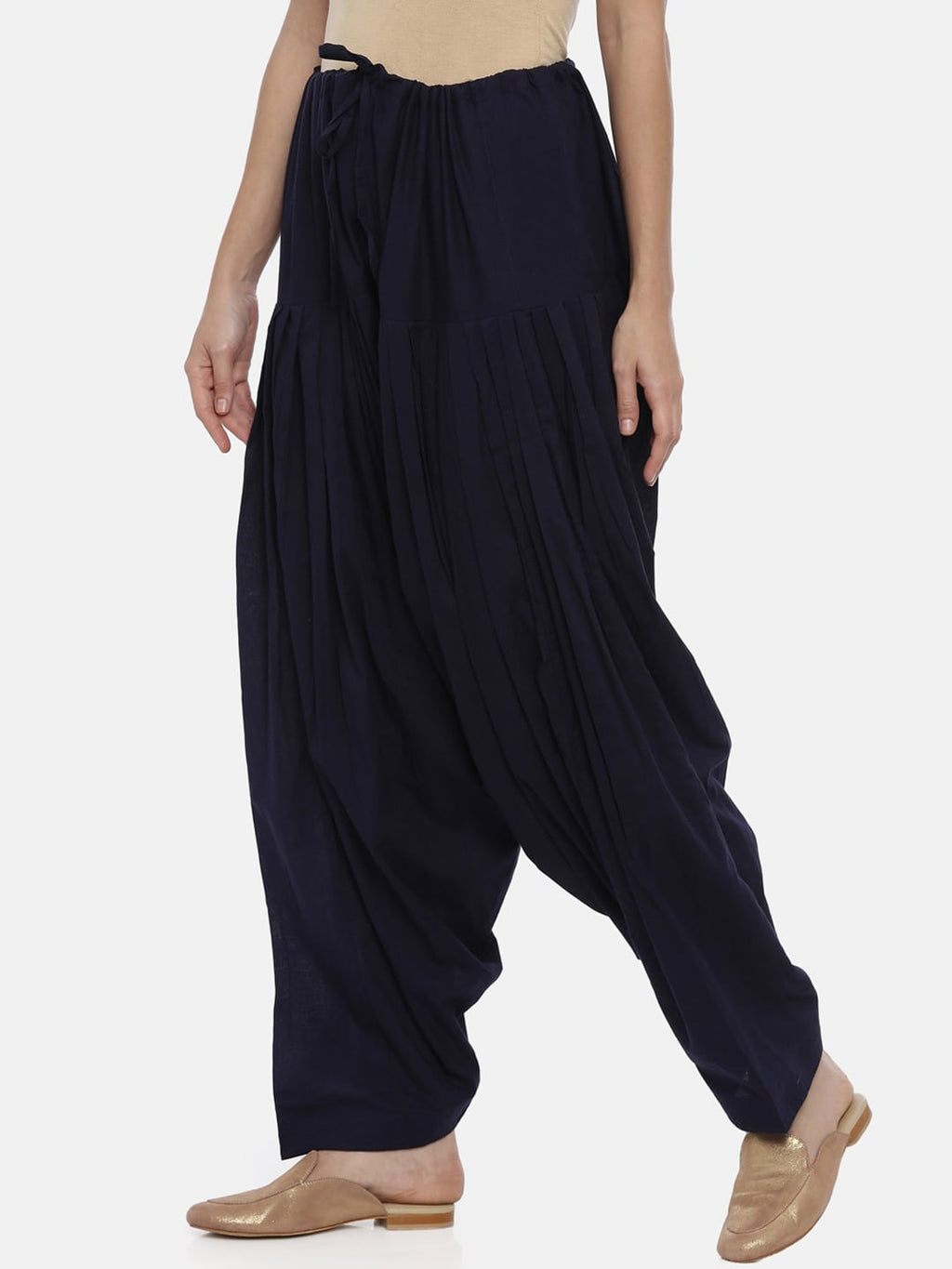 Souchii Navy Blue Solid Regular-Fit High-Rise Patiala