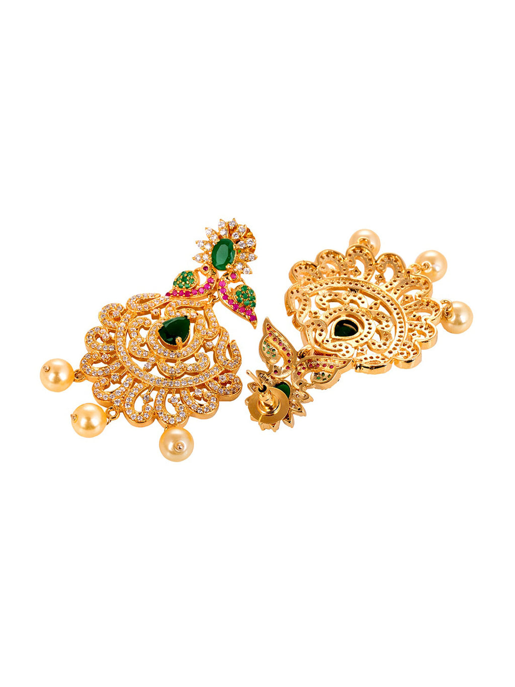 Saraf RS Jewellery Women Gold and Green Gold-Polished Jewellery Set
