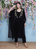 Joban Fashion Black Hand Embellished Kaftaan with ineer and Pant