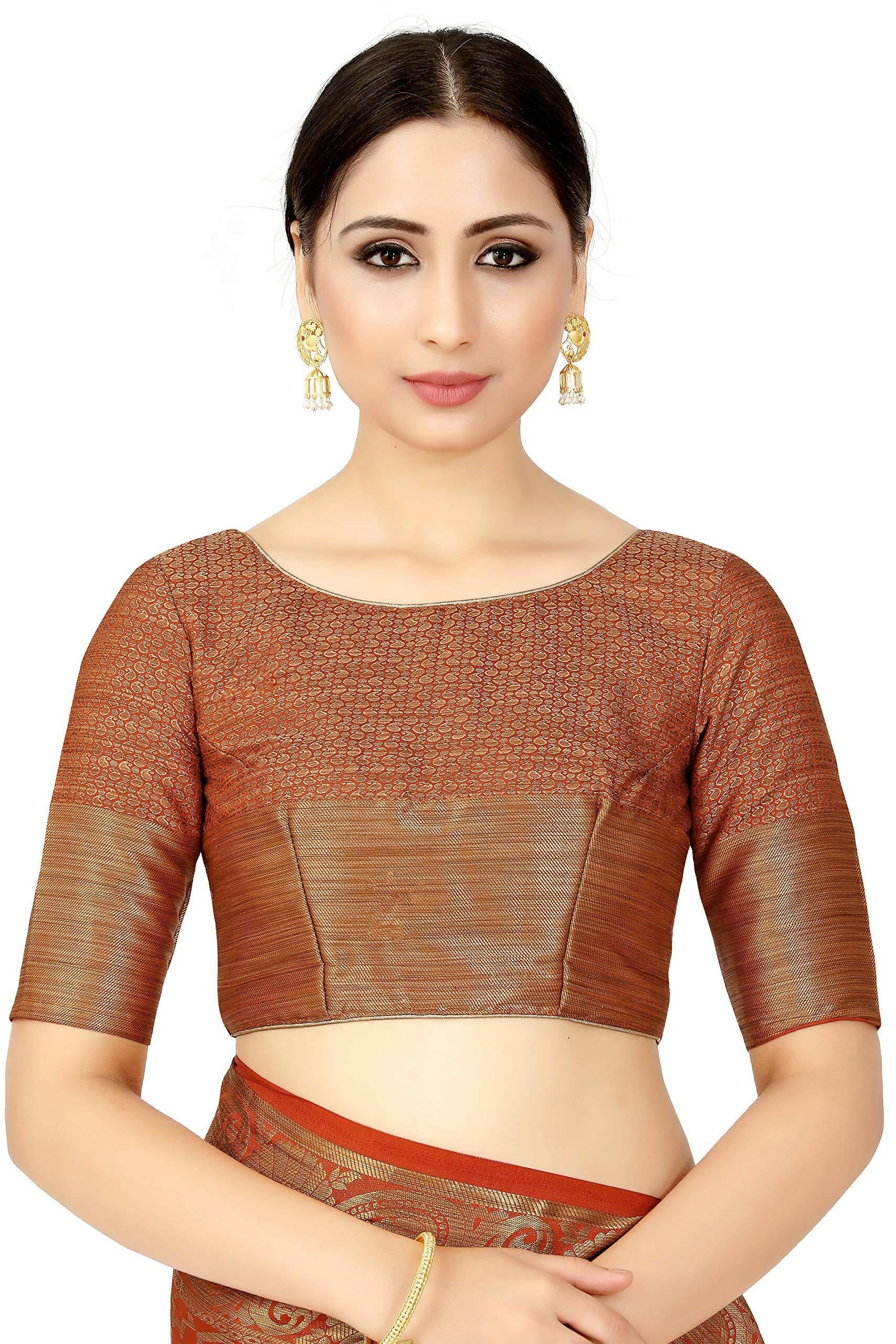 Mimosa Women's Rust Orange Patola Art Silk Saree