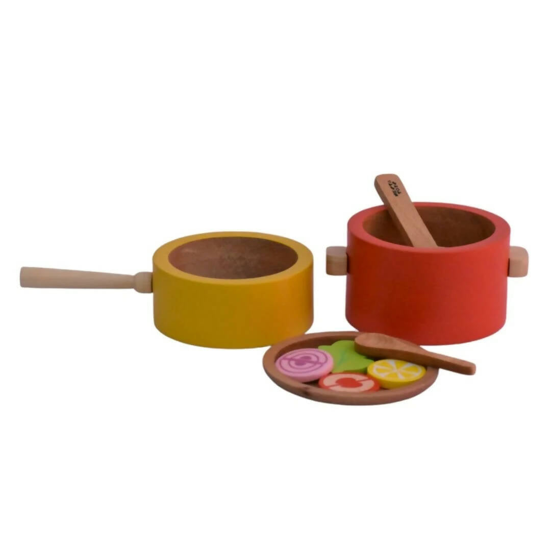 Nesta Toys Wooden Gas Stove and Cooking Set For Kids