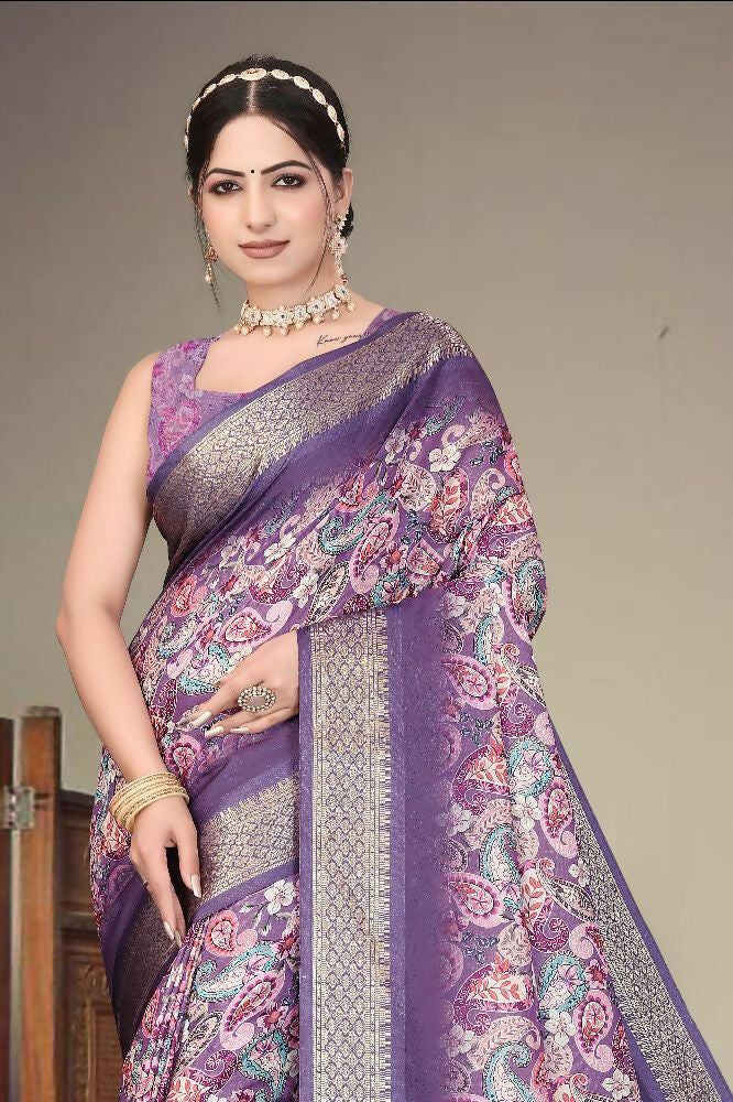 PR Fashion Multi Heavy Rich Cotton Silk Digital Print & Jacquard Saree