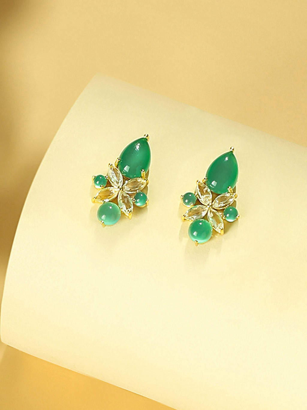 Nuyug 18k Gold Plated Floral Diamond Glow Earrings