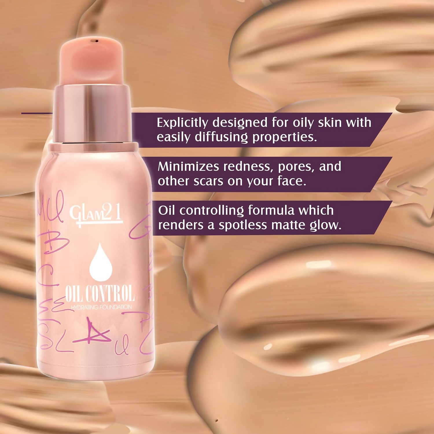 Glam21 Oil Control Hydrating Foundation - 03 Natural