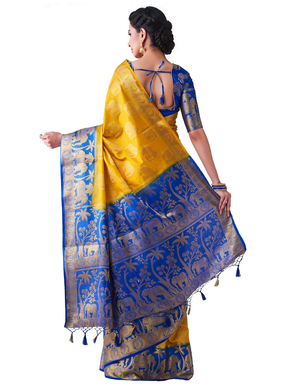 Mimosa Women's Gold Kanjivaram Art Silk Saree
