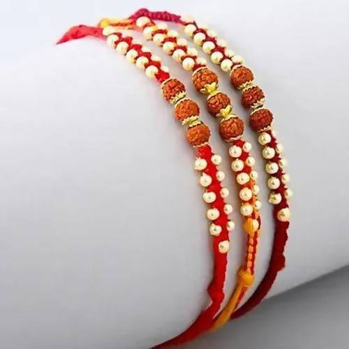Set of 3 Sleek Rudraksha Rakhi and Cashew Jar