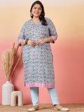 Sztori Women Floral Printed Regular Kurta with Trousers