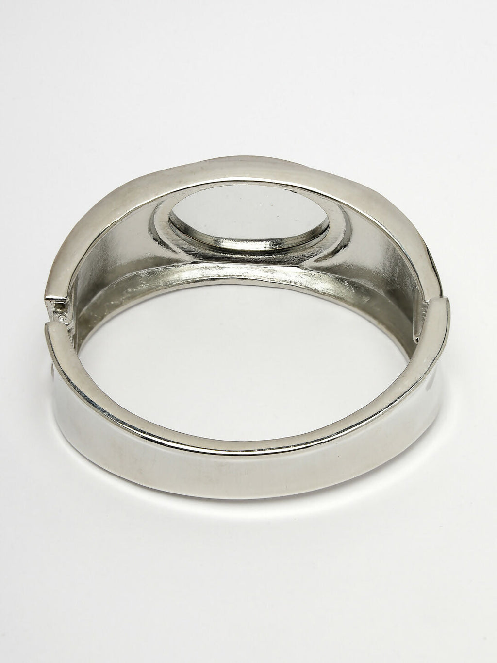 NVR Women Silver-Toned Topaz Rhodium-Plated Kada Bracelet