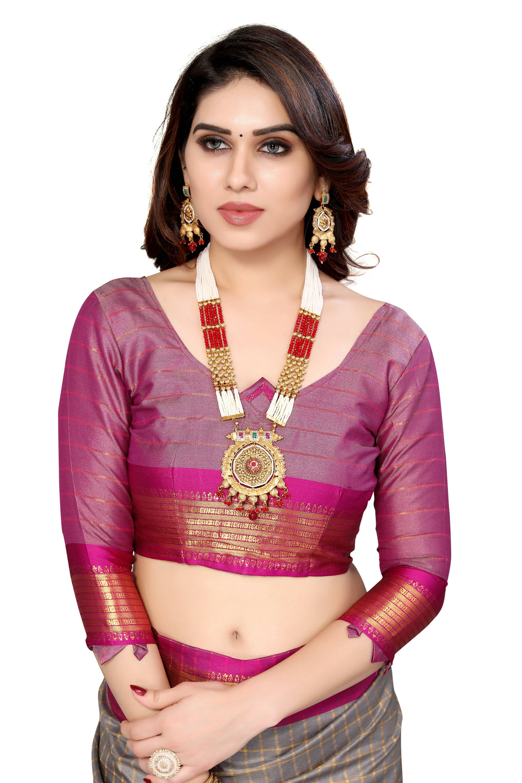 Vamika Weaving Beautiful Grey Cotton Silk Saree