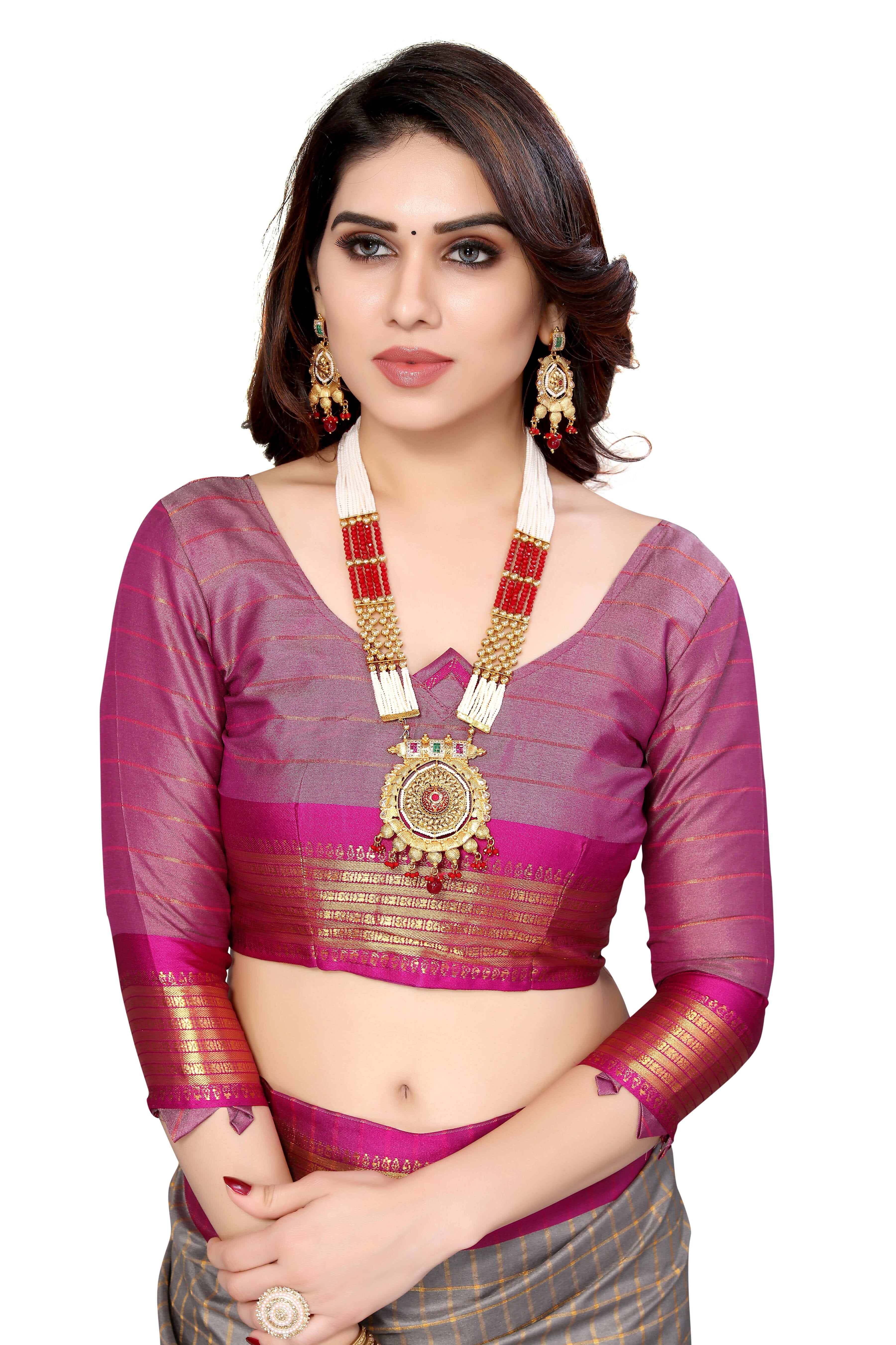 Vamika Weaving Beautiful Grey Cotton Silk Saree