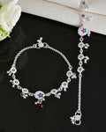VOJ Set of 2 Stone Studded Circular Shaped Traditional Anklet