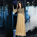 Cream Georgette Floral Embroidered A-line Kurti - Missy