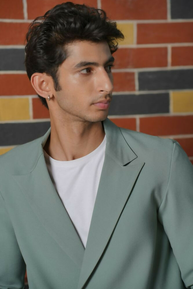 Soft Gray Asymmetric Blazer Set by Hilo Design