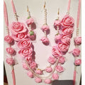 MS Fashion India Muskan Pink Flower Jewelry Set
