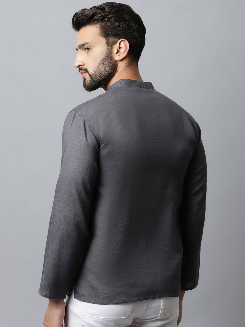 Even Apparels Grey Color Pure Cotton Men's Kurta With Side Placket (SLD1202)