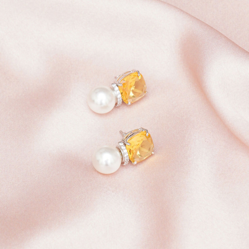 Yellow Pearl Studs- Ruby Raang