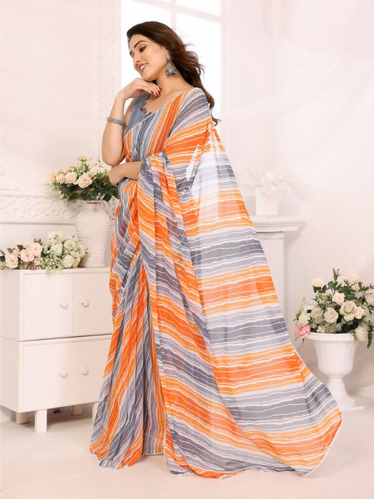 Designer Partywear Multi Georgette Fancy Saree - Satrangi