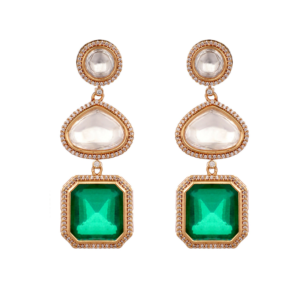 Nuyug Emerald Drop Anti Tarnish Sparkle Earrings
