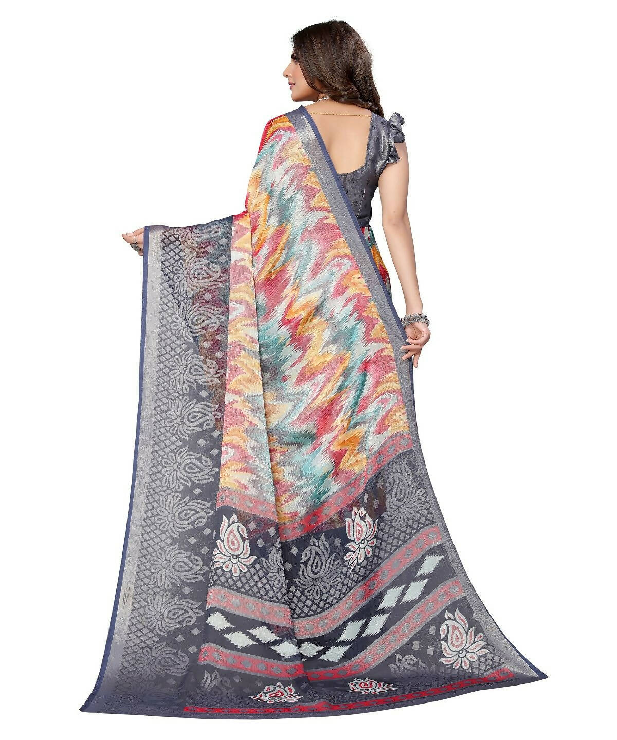 Vamika Grey Chiffon Brasso Bollywood Style Woven Saree (KARUNA GREY)