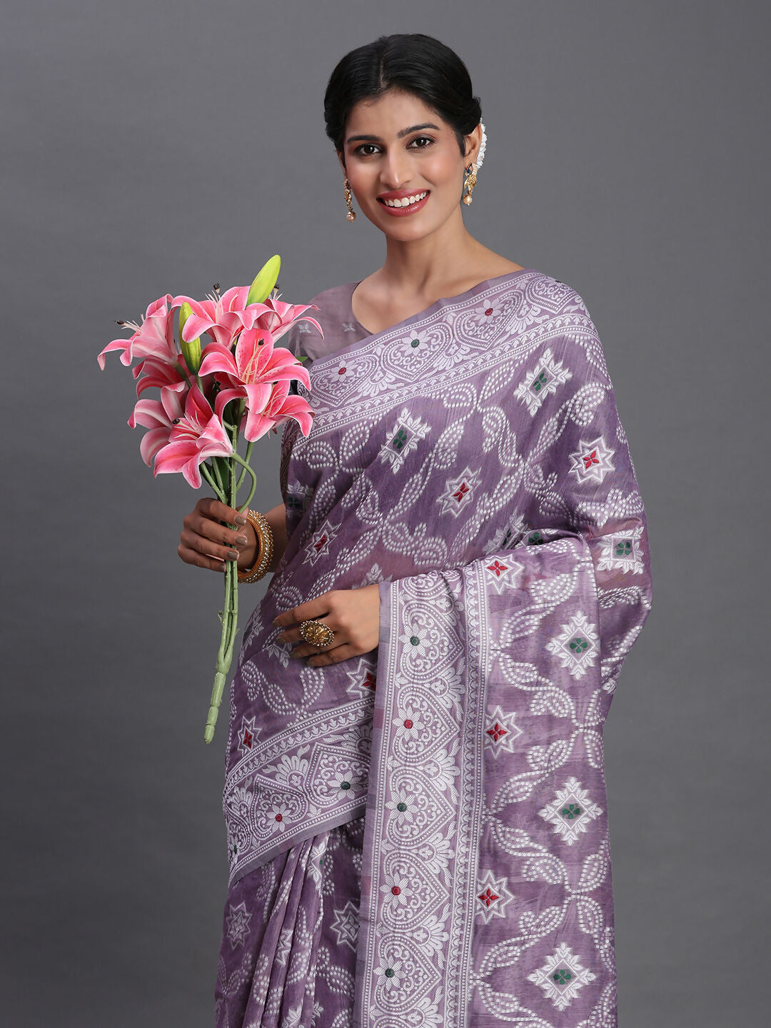 Shree Shyam Fashion Linen Cotton Violet Saree