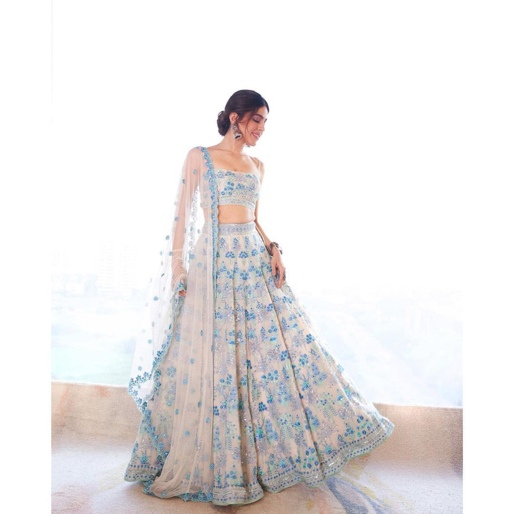 Lehenga Mart Designer Bollywood Style Wedding Wear Lehenga Choli - Grey