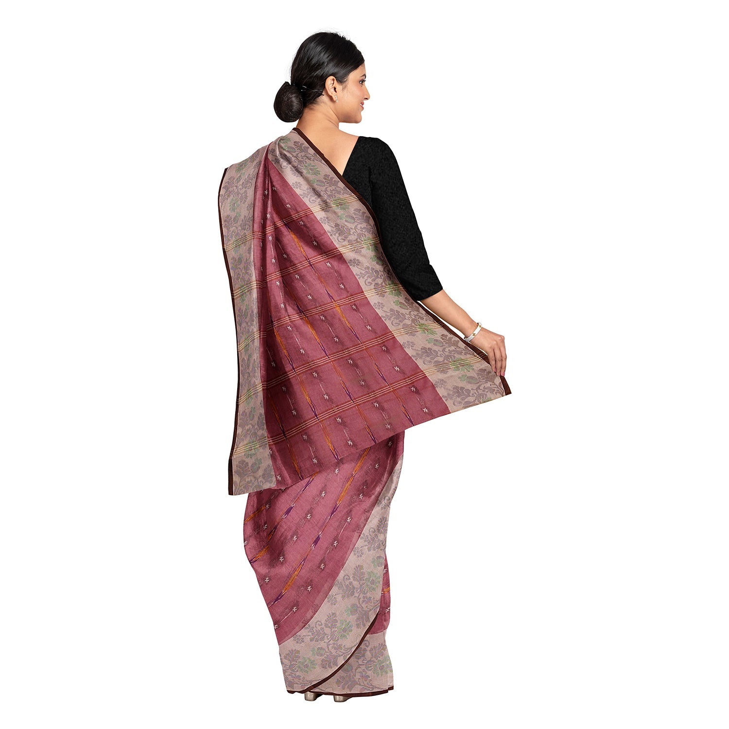 Exclusive Collection 100% Pure Cotton Mauve Tant Saree With Hand Weaving Work