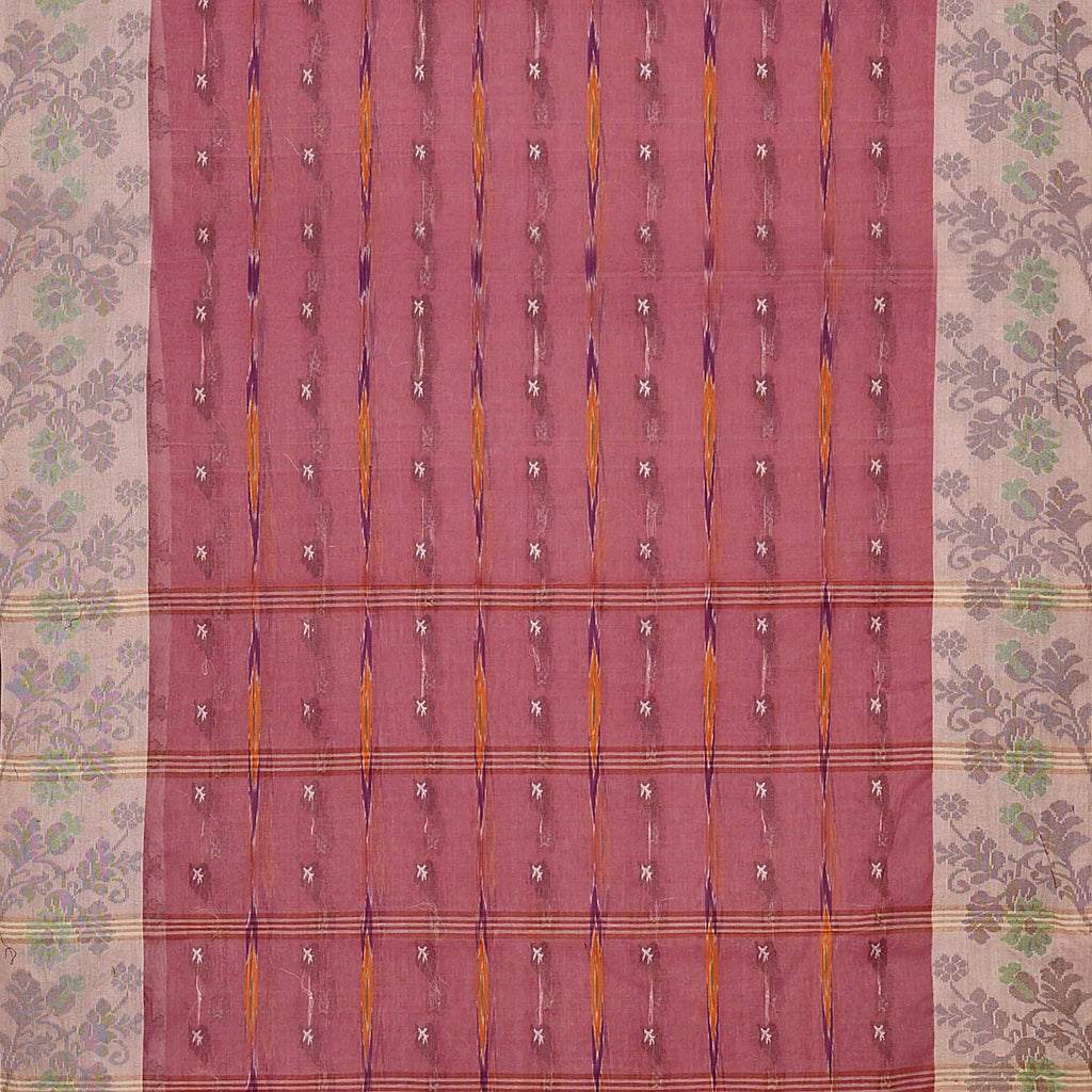 Exclusive Collection 100% Pure Cotton Mauve Tant Saree With Hand Weaving Work