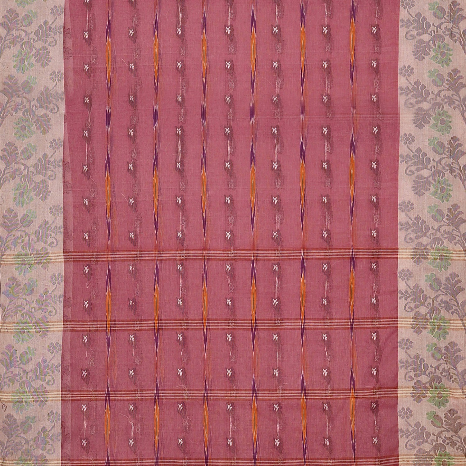 Exclusive Collection 100% Pure Cotton Mauve Tant Saree With Hand Weaving Work