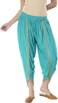 PAVONINE Rama Green Color Embellished Beetel Rayon Fabric Patiala For Women & Girls
